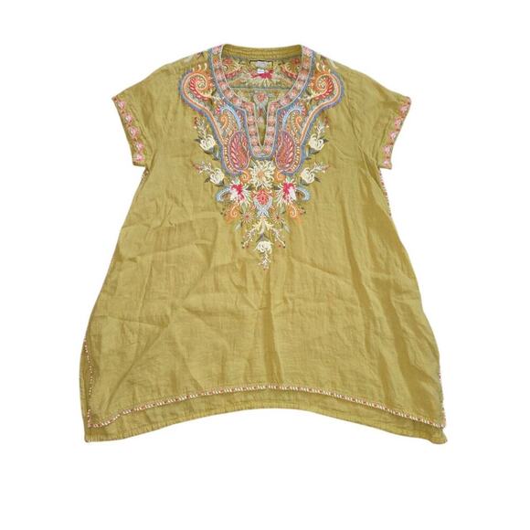Johnny Was Embroidered Viper Tikal Swing Blouse Top Popover Boho Size S - Picture 1 of 10
